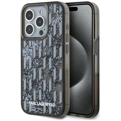 Karl Lagerfeld Liquide Glitter Monogram Gradient - θήκη για Apple iPhone 15 Pro Max - Μαύρο