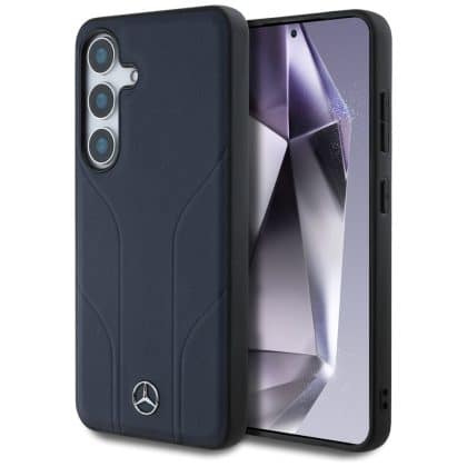 Mercedes Leather Debossed Lines - θήκη για Samsung Galaxy S25 - Μπλε