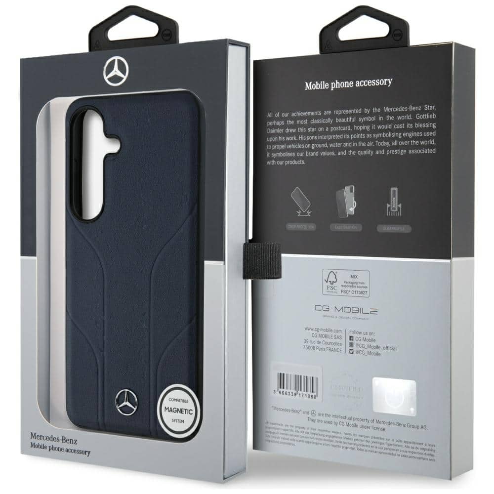 Mercedes Leather Debossed Lines - θήκη για Samsung Galaxy S25 - Μπλε - Image 8
