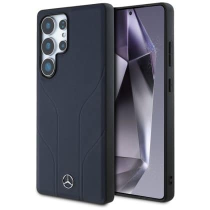 Mercedes Leather Debossed Lines - θήκη για Samsung Galaxy S25 Ultra - Μπλε