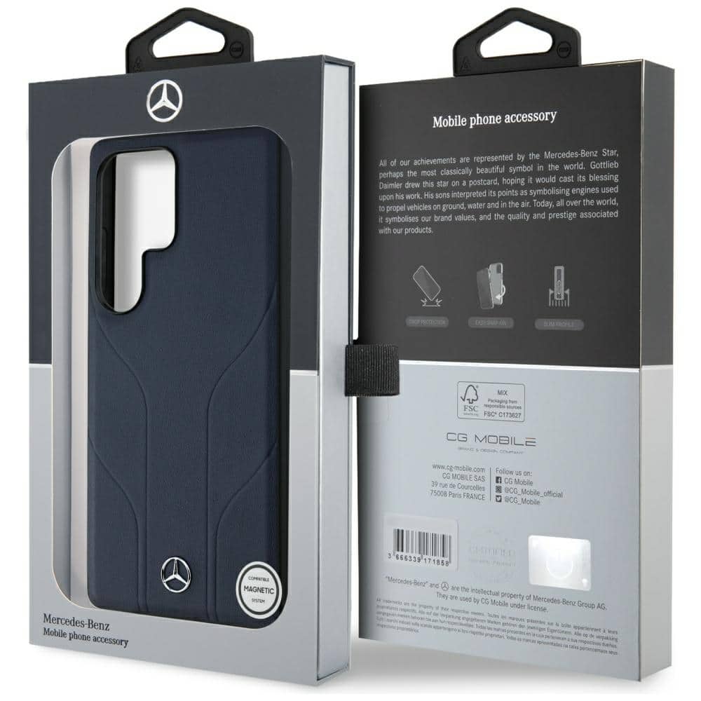 Mercedes Leather Debossed Lines - θήκη για Samsung Galaxy S25 Ultra - Μπλε - Image 8