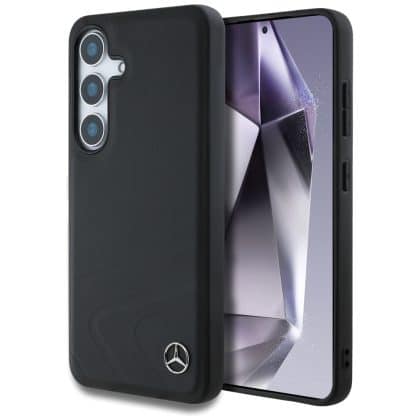Mercedes Leather Horizontal Debossed Curves MagSafe Case for Samsung Galaxy S25 μαύρο