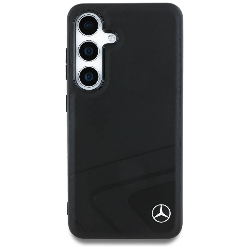 Mercedes Leather Horizontal Debossed Curves MagSafe Case for Samsung Galaxy S25 μαύρο - Image 3