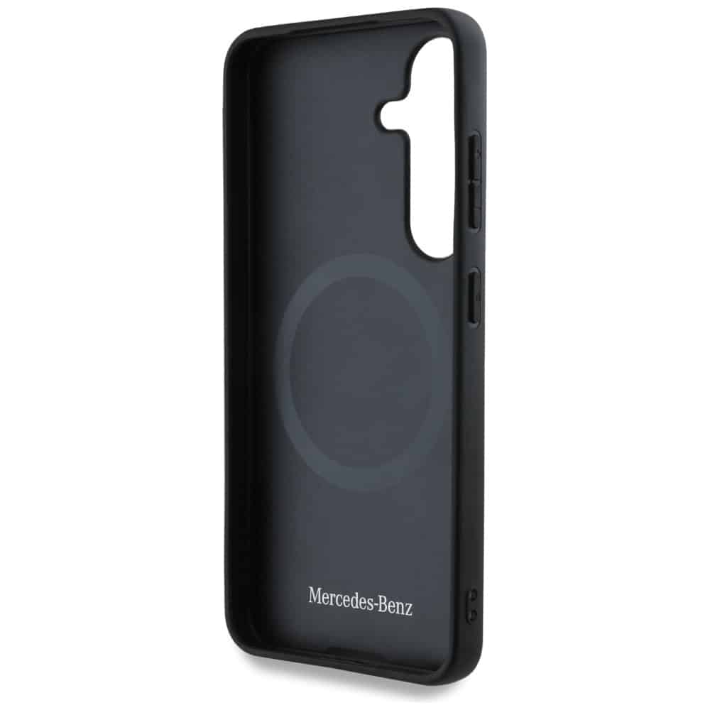 Mercedes Leather Horizontal Debossed Curves MagSafe Case for Samsung Galaxy S25 μαύρο - Image 7