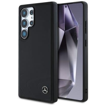 Mercedes Leather Horizontal Debossed Curves MagSafe Case for Samsung Galaxy S25 Ultra Black