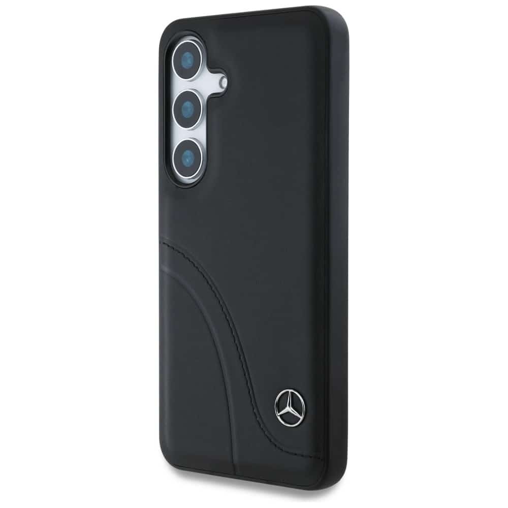 Mercedes Leather Curved Stitches - θήκη για Samsung Galaxy S25 - Μαύρο - Image 2