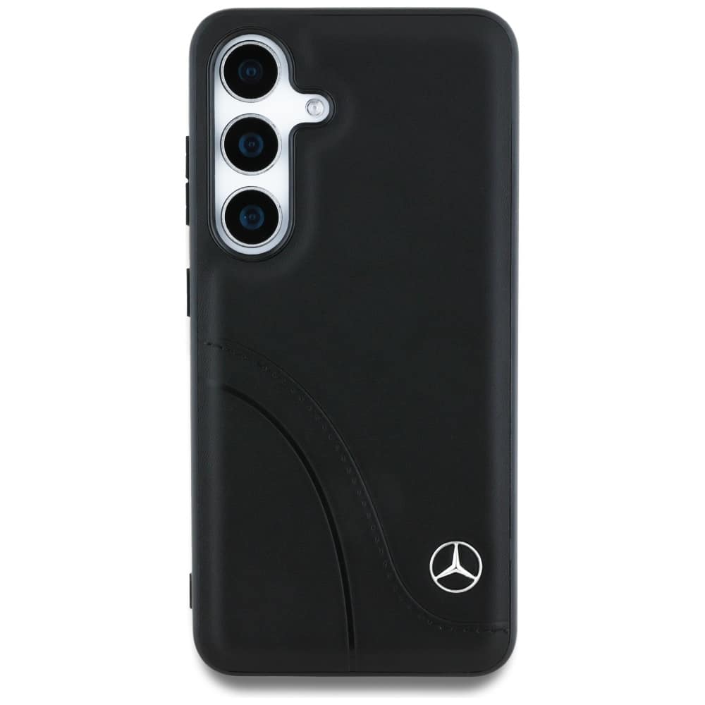 Mercedes Leather Curved Stitches - θήκη για Samsung Galaxy S25 - Μαύρο - Image 3
