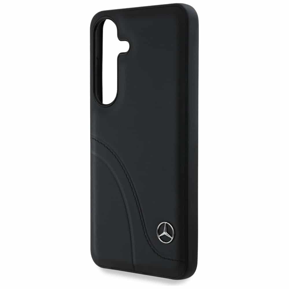 Mercedes Leather Curved Stitches - θήκη για Samsung Galaxy S25 - Μαύρο - Image 6