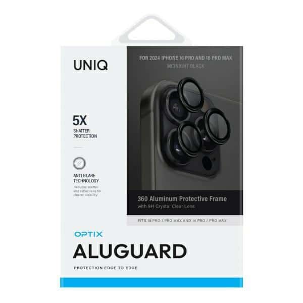 UNIQ Optix Aluminium Camera LensProtector iPhone 16 Pro 6.3" / 16 Pro Max 6.9" midnight black szkło - Image 2