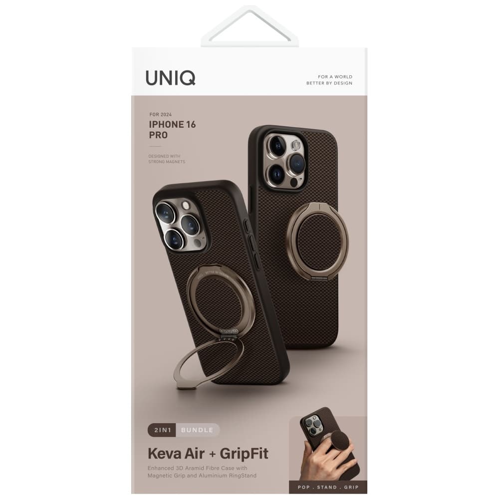 UNIQ Keva Air Magclick Charging GripFit - θήκη για Apple iPhone 16 Pro - Καφέ - Image 6