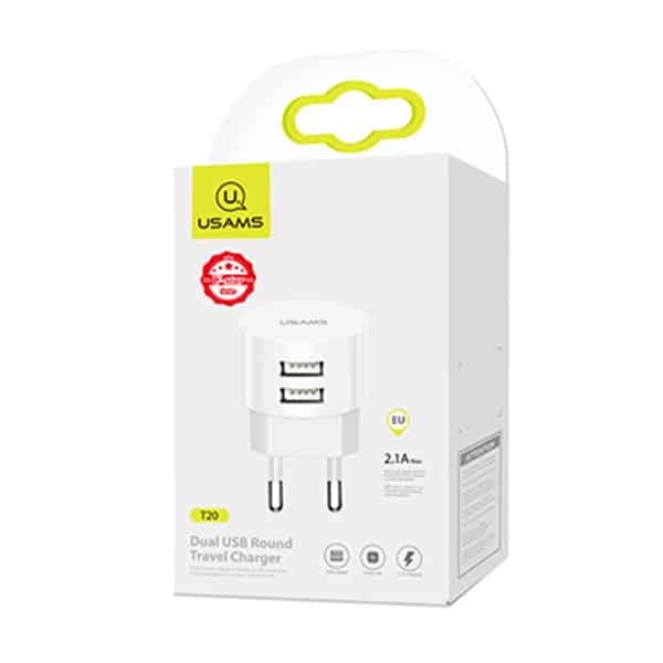 USAMS Ład. siec. 2xUSB T20 2,1A round(only head) biały/white Fast Charging CC80TC01 (US-CC080) - Image 4