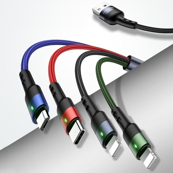 USAMS Καλώδιο pleciony U26 4w1 3m 2AFast Charge (2xlightning/microUSB/USB-C) SJ413USB01 (US-SJ413) - Image 2