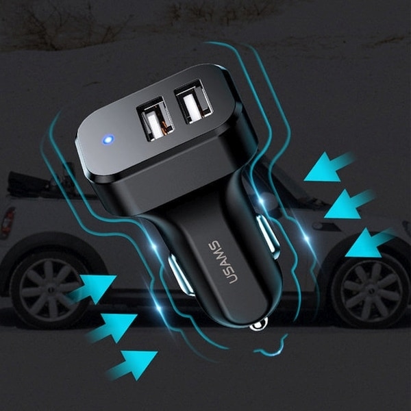 USAMS Ład. sam. 2xUSB C13 2,1A 3w1(microUSB/USB-C/lightning) NTU35YTSC13TZ μαύρο - Image 2