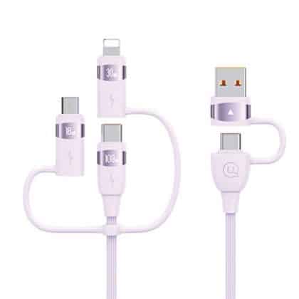 USAMS Καλώδιο U85 2xUSB-C/USB/Micro-USB/Lightning 6w1 2m 100W PD Fast Charge μωβ SJ646USB02 (US-SJ646)
