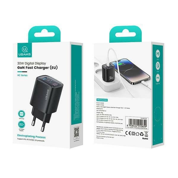 USAMS Ład. siec. CC229 30W GaNUSB-C/USB-A Fast Charging XC Series μαύρο CC229TC01 - Image 5