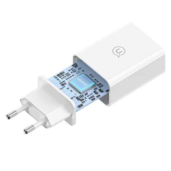 USAMS Ład. siec. 18W + kabel USB-C/USB-A1m Fast Charging SC SCXLTZ02 λευκό - Image 6