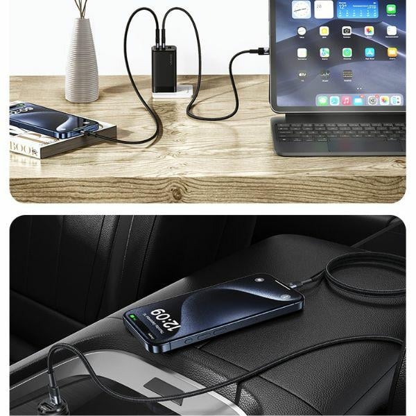 USAMS Καλώδιο USB-C na USB-C 3A 1,2mpleciony SJ724ZJ01 (US-SJ724) Μαύρο - Image 4