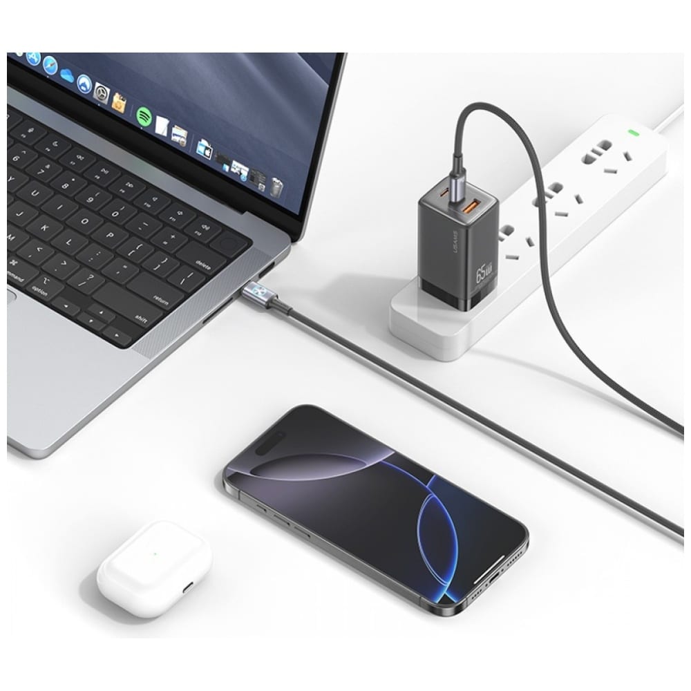 Καλώδιο USAMS Huan Series SJ752 60W USB-C σε USB-C 1,2 m τιτάνιο - Image 2