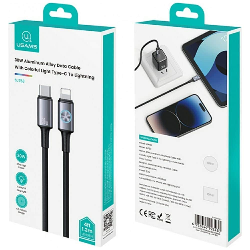 Καλώδιο USAMS Huan Series SJ753 30W USB-C σε Lightning 1,2 m tarnish - Image 3