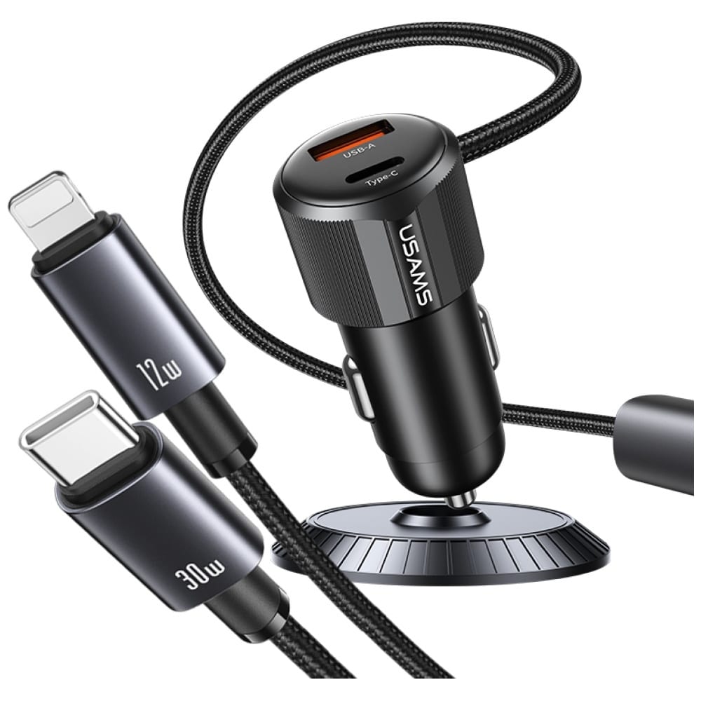 Φορτιστής αυτοκινήτου USAMS YT Series CC287 66W 1xUSB-A 1xUSB-C + καλώδιο 2 σε 1 USB-C/Lightning tarnish - Image 4