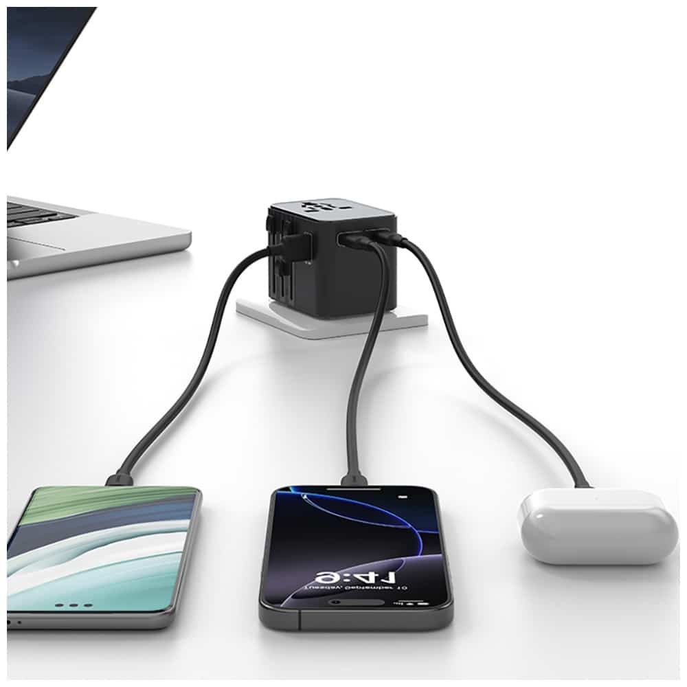 Travel Charger Adapter USAMS CC308 2xUSB-C 17W 4in1 US/AU/EU/UK μαύρο - Image 9