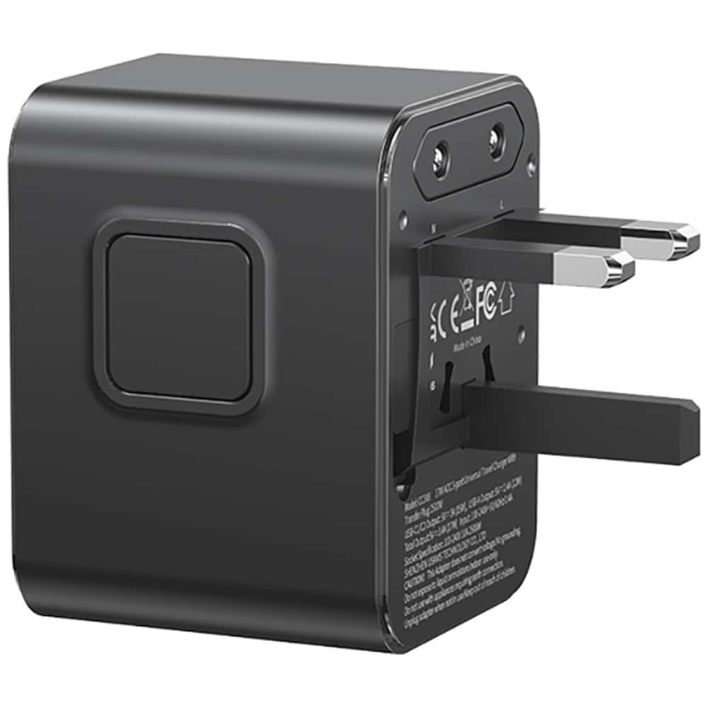 Travel Charger Adapter USAMS CC308 2xUSB-C 17W 4in1 US/AU/EU/UK μαύρο - Image 4