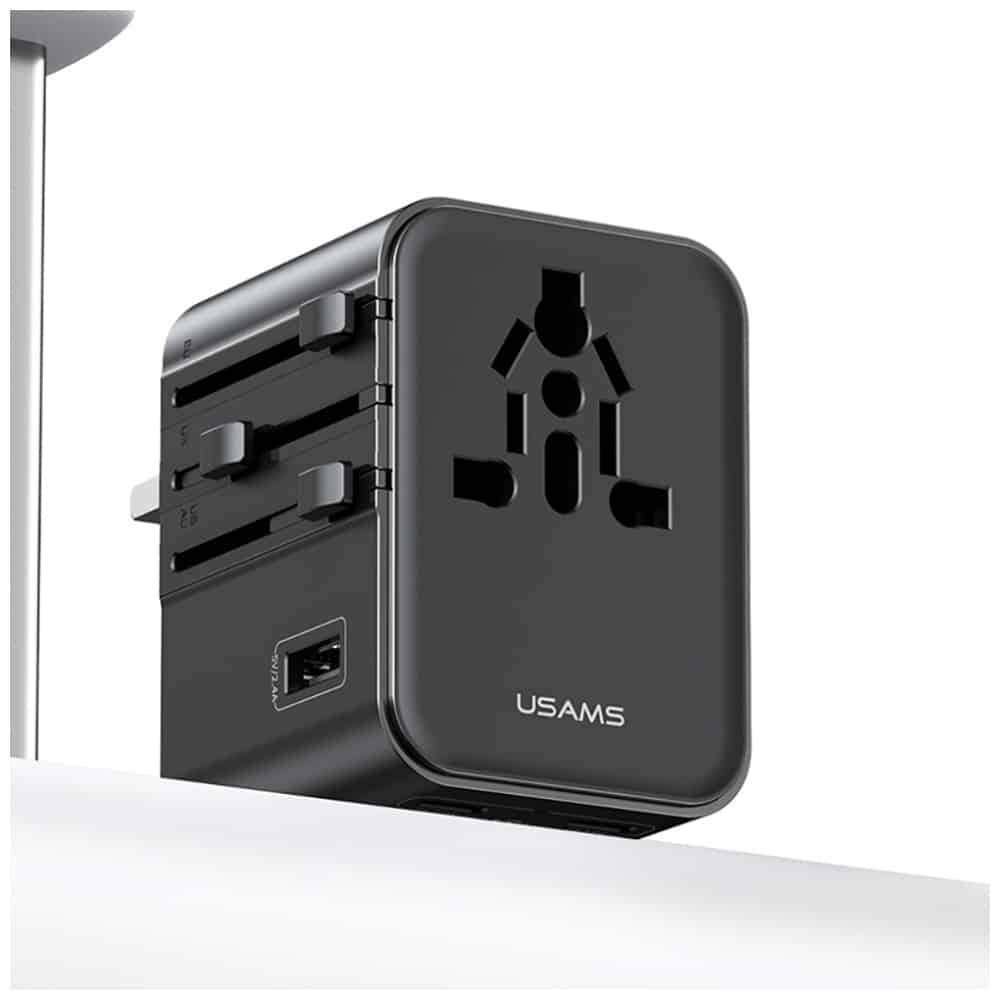 Travel Charger Adapter USAMS CC308 2xUSB-C 17W 4in1 US/AU/EU/UK μαύρο - Image 7