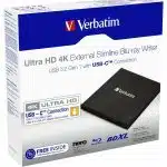Verbatim External Slimline Blu-ray Ultra HD 4K Burner + USB-C/USB-A Cable μαύρο 43888 - Image 4