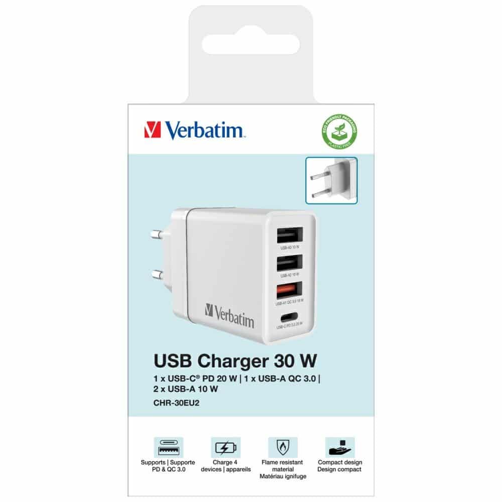 Verbatim 30W Wall Charger 3xUSB-A/USB-C PD 3.0 CHR-30EU2 λευκό 49701 - Image 5
