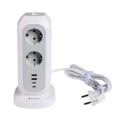 Verbatim Vertical Power Strip 15W 11xAC EU/2xUSB-C/2xUSB-A 2m EUPT-01 λευκό 49547