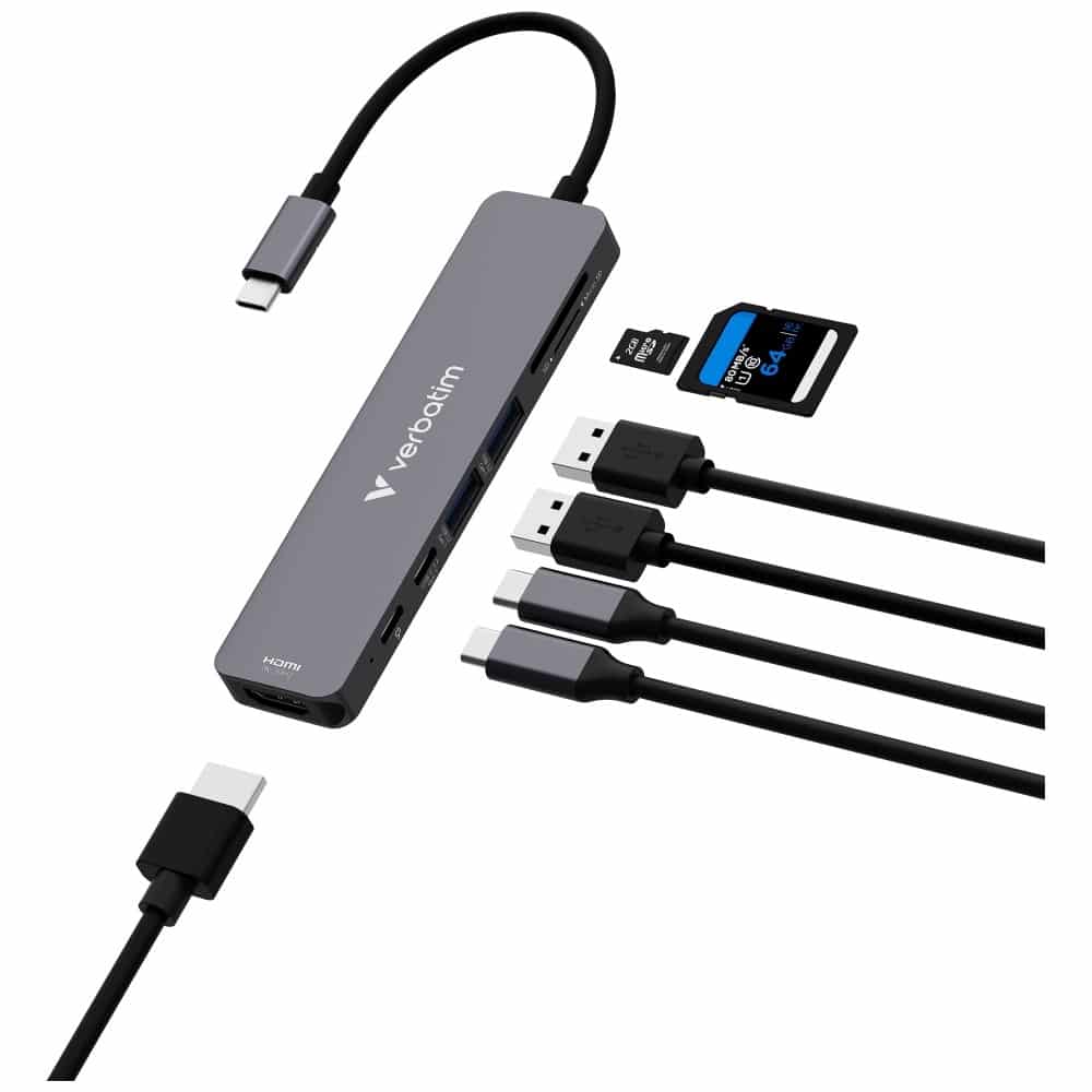 Hub Verbatim HDMI/USB-C 3.2/USB-C/2xUSB-A 3.2/SD/microSD αλουμινίου 32158 - Image 6