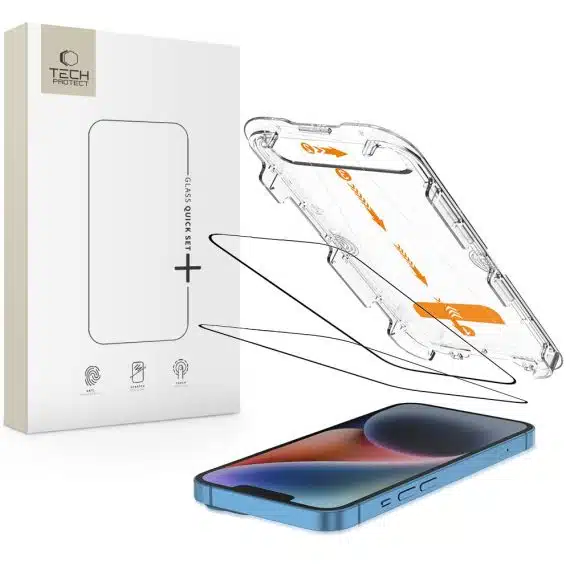 TEMPERED GLASS TECH-PROTECT QUICK SET+ 2 τεμαχίων για iPhone 13 / 13 PRO / 14 / 16E, ΔΙΑΦΑΝΗ