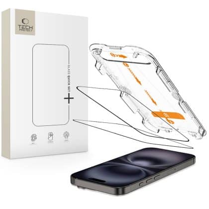 ΣΕΤ TEMPERED GLASS TECH-PROTECT QUICK+ 2 ΤΕΜΑΧΙΩΝ ΓΙΑ IPHONE 15 / 16 ΔΙΑΦΑΝΕΣ