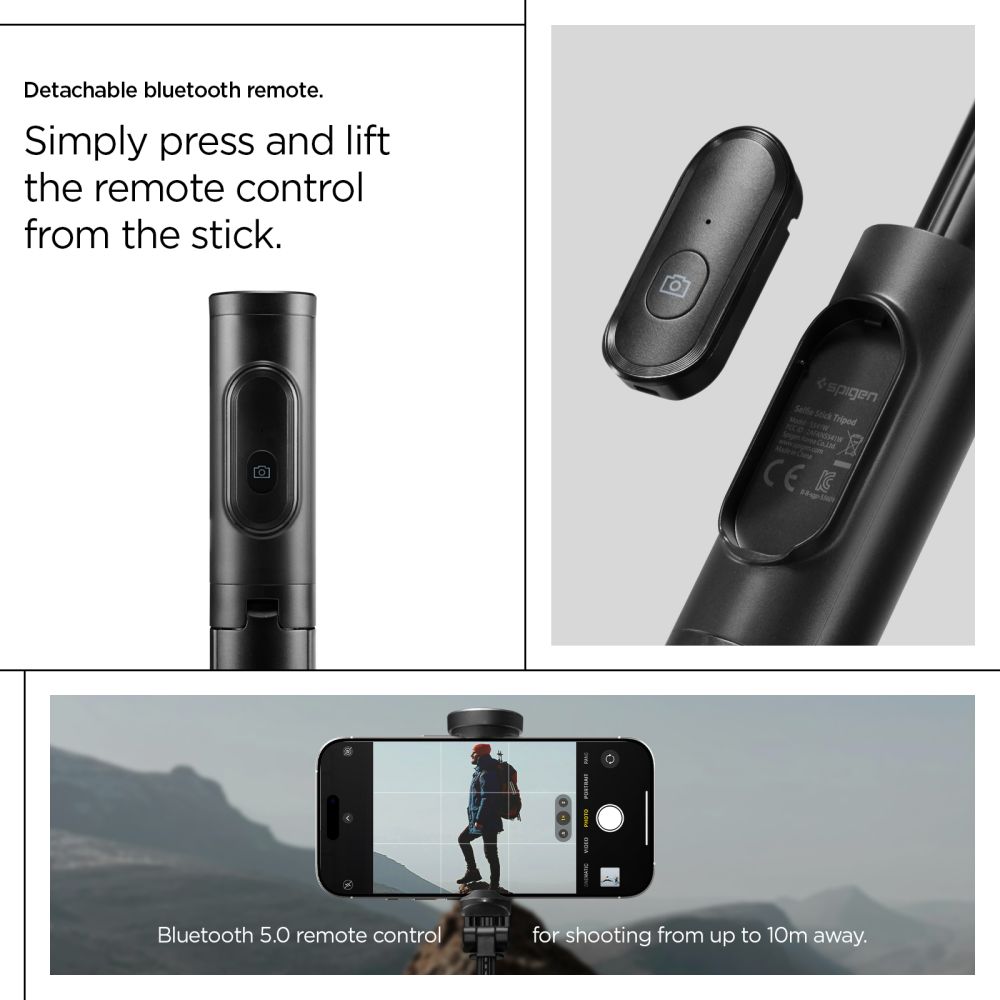 Τρίποδο Selfie Stick Με Bluetooth Spigen S541w, Μαύρο - Image 20