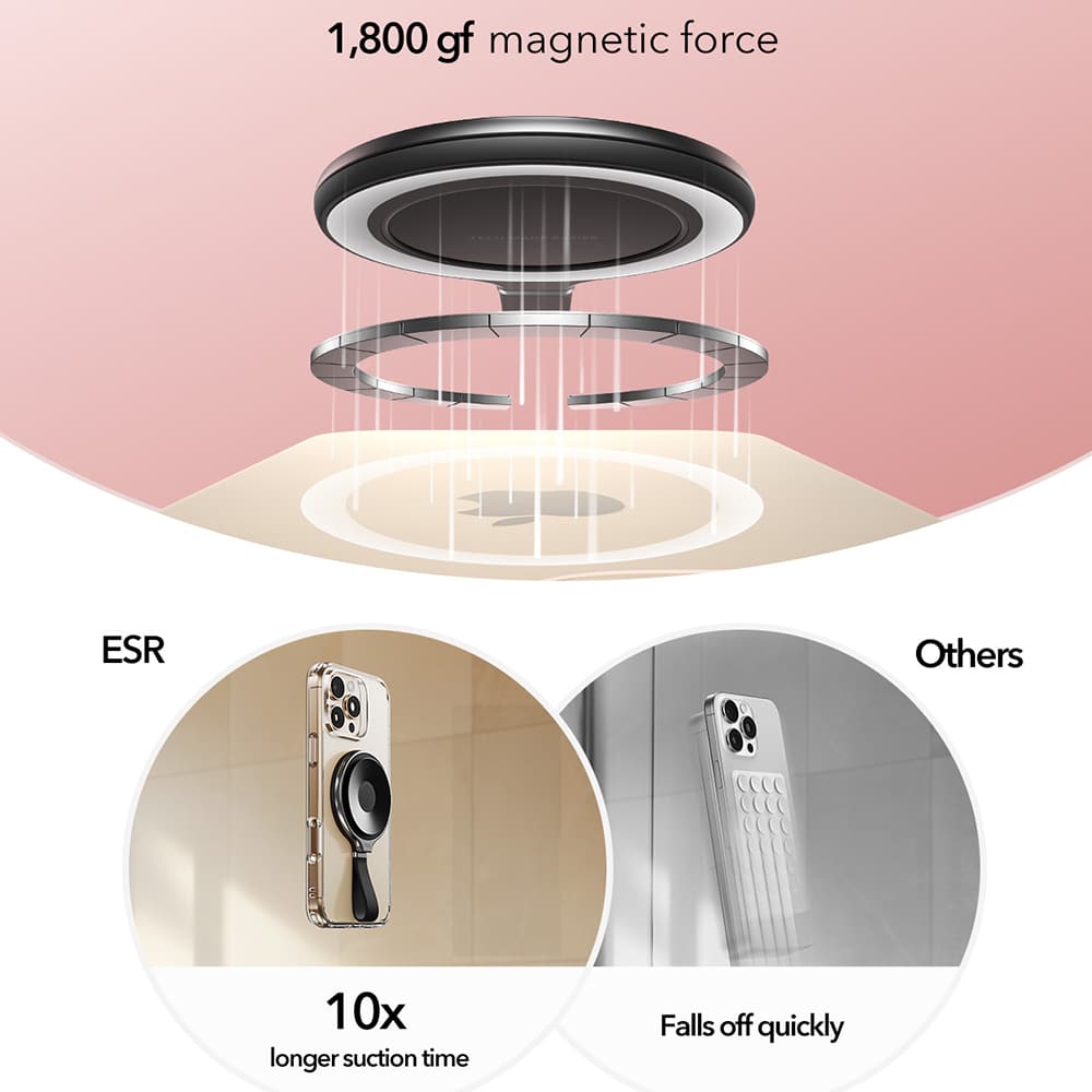 ESR - Βάση τηλεφώνου με βεντούζα HaloLock (2K6500301) - Βάση τηλεφώνου με καθρέφτη για hands-free, μαγνητική, δακτύλιος περιστροφής 360° - μαύρη - Image 7
