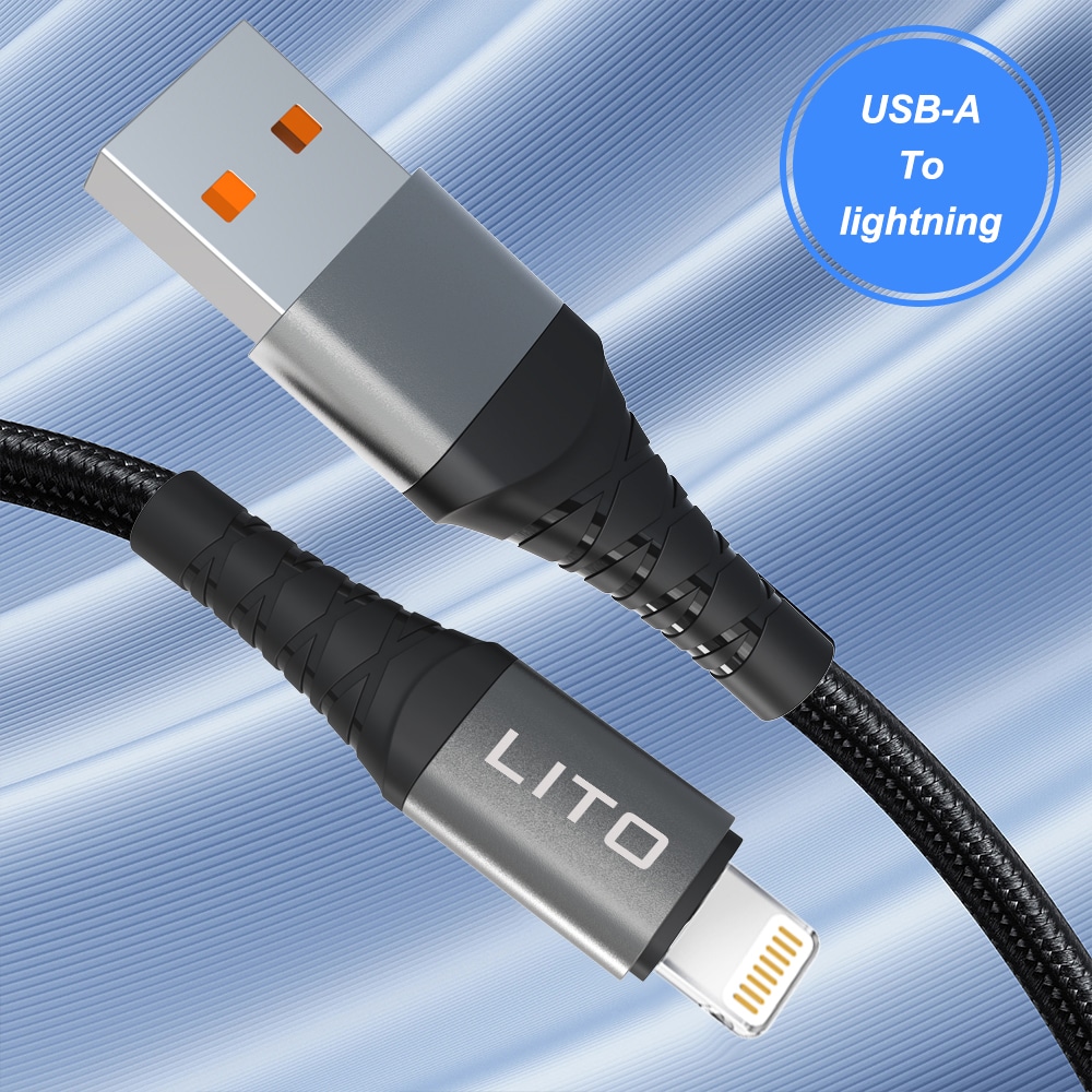 Lito - Καλώδιο δεδομένων (LD08) - Type-C σε Lightning, Γρήγορη φόρτιση, 2.4A, 1m - Μαύρο - Image 5