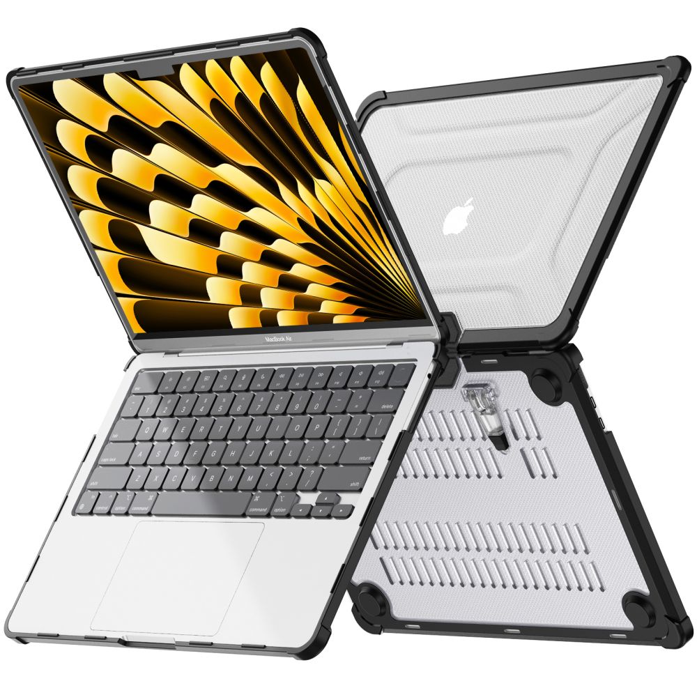 Tech-Protect Smartshell Pro Macbook Air 13 M2 / M3 / M4 / 2023-2025 Μαυρο/διαφανες - Image 3