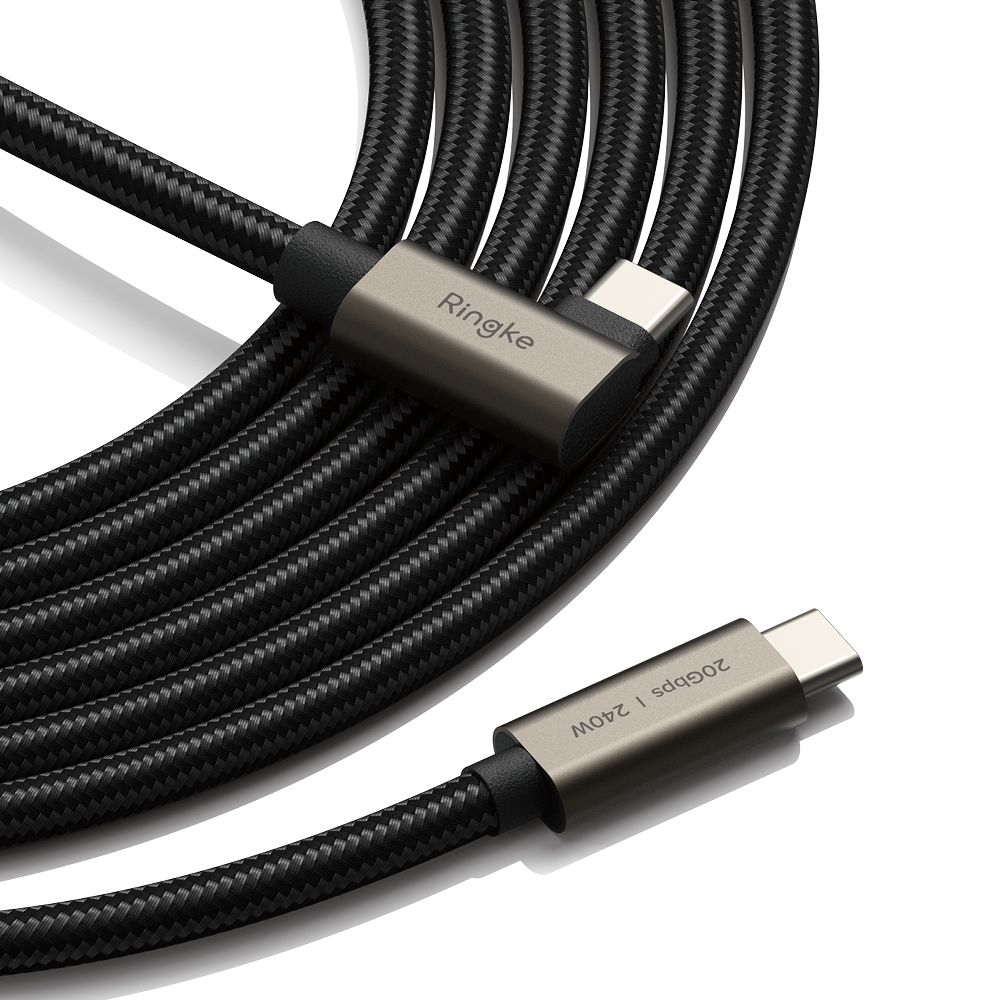 Καλώδιο Ringke USB 3.2 Gen 2x2 Type-C 90 Μοιρών Pd240w 200cm Μαύρο - Image 3