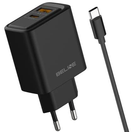 Φορτιστής Τοίχου Beline 45W USB-A/USB-C + Καλώδιο USB-C BLN2CB45C Μαύρο