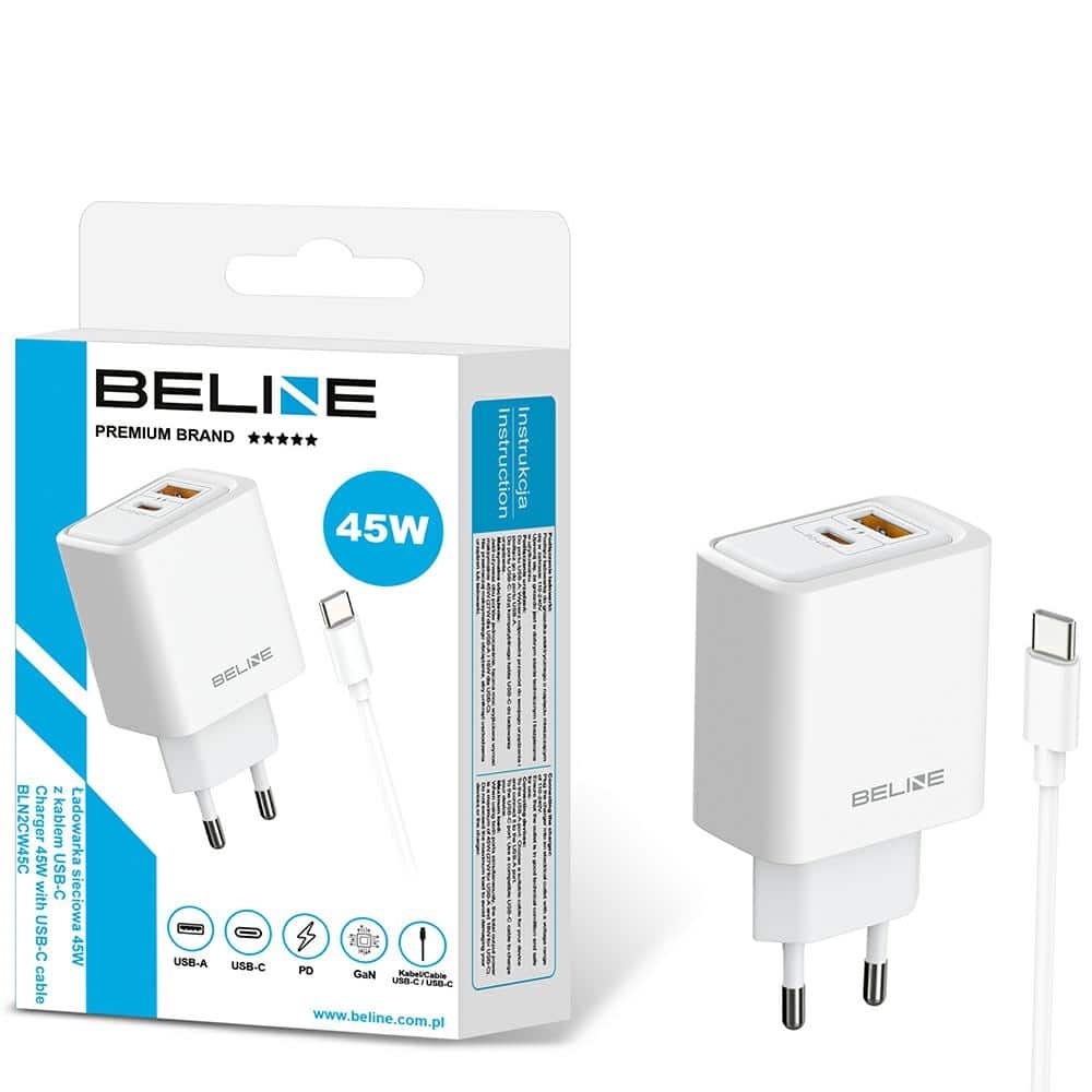 Φορτιστής τοίχου Beline 45W + καλώδιο USB-C BLN2CW45C λευκό - Image 2