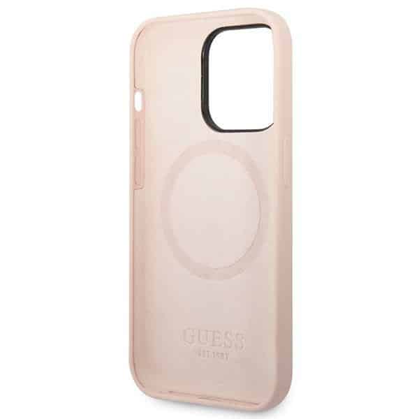Guess Silicone Logo Plate MagSafe - θήκη για Apple iPhone 14 Pro - Ροζ - Image 7