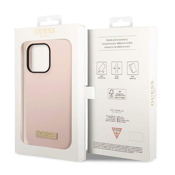 Guess Silicone Logo Plate MagSafe - θήκη για Apple iPhone 14 Pro - Ροζ - Image 8