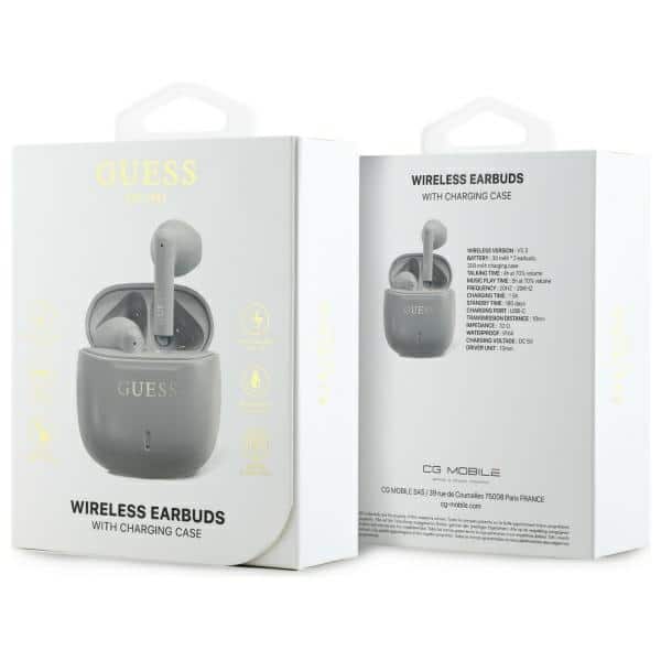 Ακουστικά Bluetooth Guess GUTWSJ14ESGE TWS + βάση σύνδεσης μπεζ με τυπωμένο κλασικό λογότυπο - Image 4
