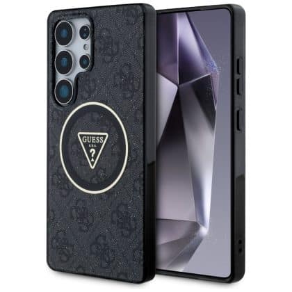 Guess Glitter Triangle Buttons - θήκη για Samsung Galaxy S25 Ultra - Μαύρο