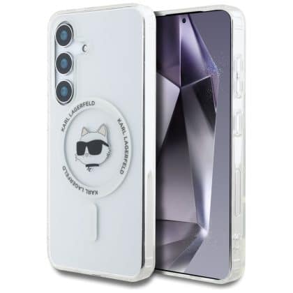 Karl Lagerfeld Button Choupette Head Printed Logo MagSafe - θήκη για Samsung Galaxy S25+ - Λευκό
