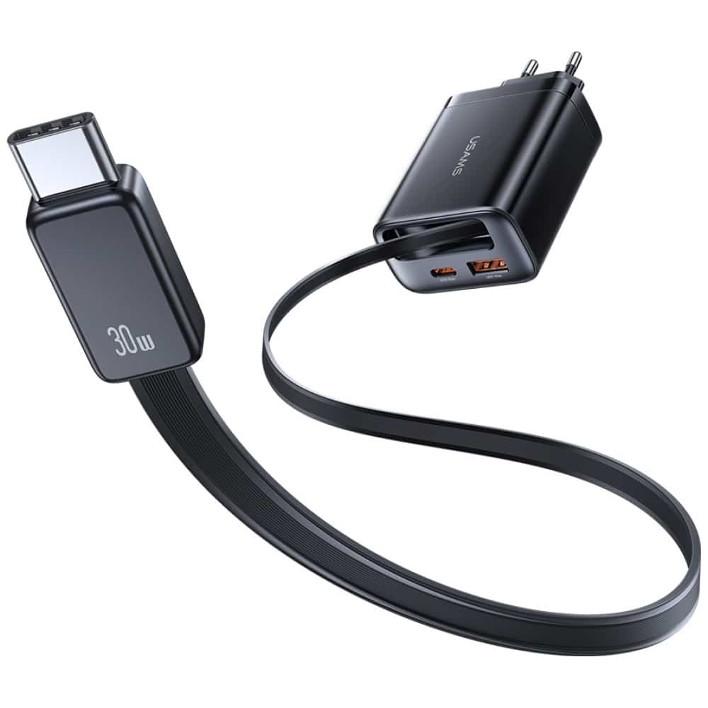 Φορτιστής τοίχου USAMS Xiang Series CC296 30W 1xUSB-C 1xUSB-A + καλώδιο USB-C μαύρο - Image 6