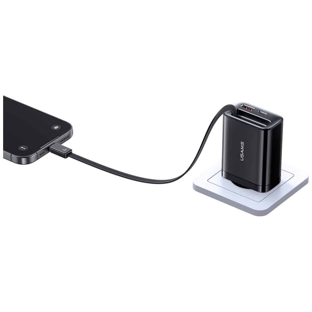 Φορτιστής τοίχου USAMS Xiang Series CC296 30W 1xUSB-C 1xUSB-A + καλώδιο USB-C μαύρο - Image 8