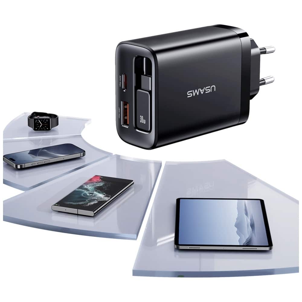 Φορτιστής τοίχου USAMS Xiang Series CC296 30W 1xUSB-C 1xUSB-A + καλώδιο USB-C λευκό - Image 11