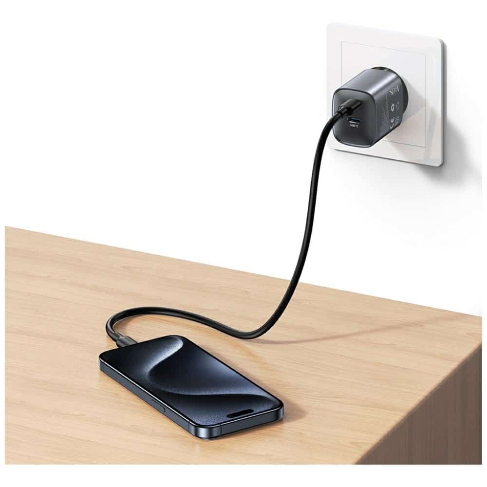 Φορτιστής τοίχου USAMS CC305 T66 45W GaN 2xUSB-C αμαύρωση - Image 9