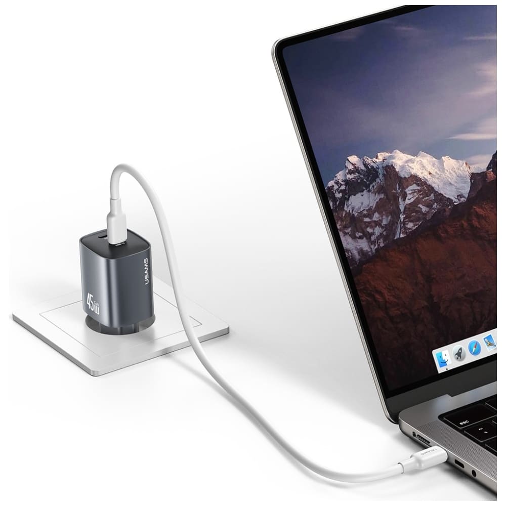 Φορτιστής τοίχου USAMS CC305 T66 45W GaN 2xUSB-C αμαύρωση - Image 5